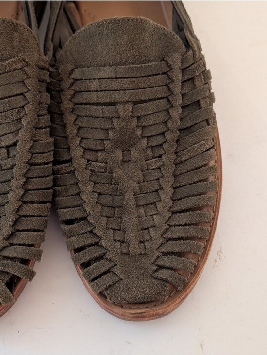 Tecovas Size 9.5 D Mateo Huaraches Sandals Shoes Olive Suede Handmade main image 7